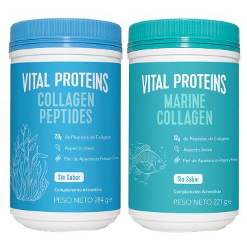 Pack Ahorro Colágeno Vital Proteins Neutro Péptidos 284g + Marino 221g